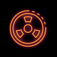 Neon sign showing a radiation symbol on a black background vector