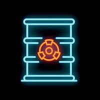 Glowing neon line radioactive waste barrel icon isolated on black background illustration vector