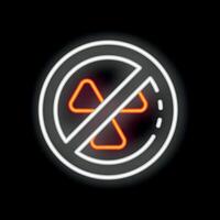 Neon sign showing radioactive area on black background vector