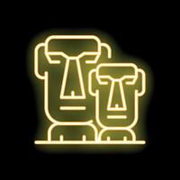 Glowing neon icon of moai statue representing easter island in polynesia vector