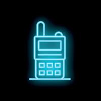 Neon style icon of a walkie talkie for emergency communication vector
