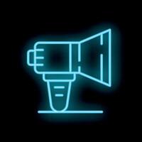 Neon megaphone icon representing marketing and promotion vector