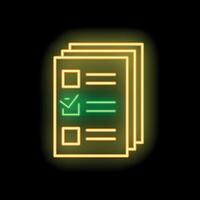 Neon sign representing a checklist showing completion of tasks vector