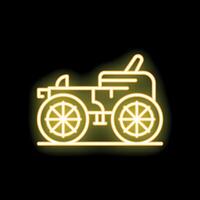 Yellow neon sign of a vintage automobile on a black background vector