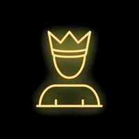 Neon yellow king icon representing power and authority vector