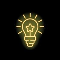 Neon lightbulb shining with star inside symbolizing big idea vector
