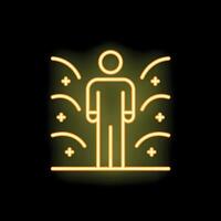 Neon icon of a man standing and receiving positive energy flow vector