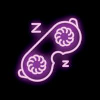 Neon sign representing sleeping mask for rest and relaxation vector