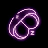 Neon sign showing sleeping eye mask with z letters for sleep and dreams vector