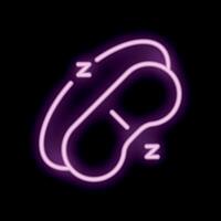 Neon sign of sleep mask glowing in dark background vector