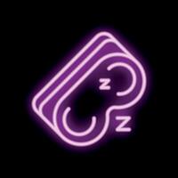 Neon sleep mask glowing on black background vector
