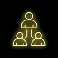 Neon yellow business hierarchy chart icon on black background vector