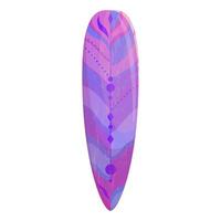 Purple Surfboard Shortboard with Indian feather patterns. vector