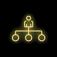 Neon yellow business hierarchy showing ceo and subordinates on black background vector