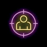 Neon icon of target audience representing marketing strategy vector