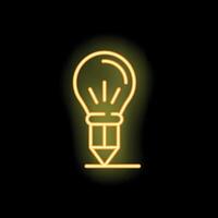 Neon lightbulb combining with pencil symbolizing creative idea generation vector