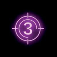 Neon countdown showing number three on black background vector