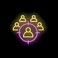 Neon icon of headhunting, recruitment process, targeting audience vector
