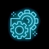 Neon style icon symbolizing working gears generating ideas vector