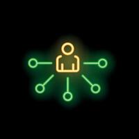 Neon icon of person connecting with network marketing vector
