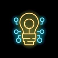 Neon light bulb representing artificial intelligence vector