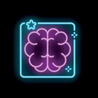 Neon icon of human brain glowing in the dark vector