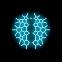 Neon blue brain illustrating neural network on black background vector