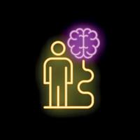 Neon icon of a person reaching their full potential with a brain vector