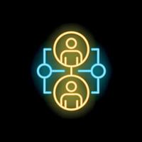 Neon icon of business people network representing collaboration vector
