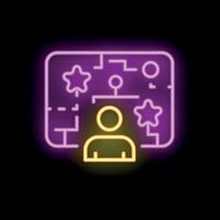 Neon icon of a person planning a project with a mind map vector