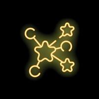 Yellow neon style teamwork icon showing stars connected together vector