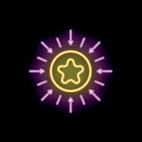 Neon sign representing focusing on a goal with arrows pointing to a star vector