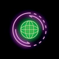 Neon sign representing global business continuity with arrows around a globe vector