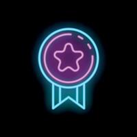 Neon sign showing a star badge with ribbon for quality content vector