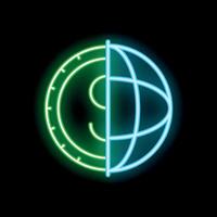Neon icon representing global economy with dollar and globe symbol vector