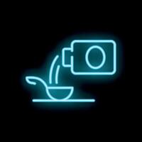 Neon sign of liquid pouring from container into bowl vector