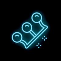 Blue neon sign showing three round lollipops on stick on black background vector