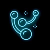Neon style icon showing four atoms connected together forming a molecule vector