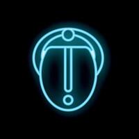 Neon computer mouse icon glowing on dark background vector
