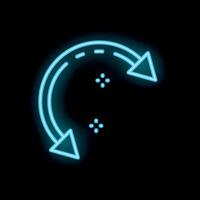 Neon blue circular arrows showing refreshing process on black background vector
