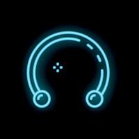 Neon circular barbell piercing icon glowing on dark background vector