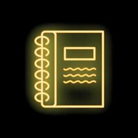 Glowing neon icon of spiral notebook for business or education vector