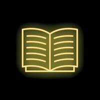 Open book glowing with neon light on black background vector