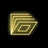 Neon style icon showing several overlapping squares forming abstract shape vector