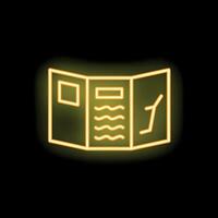 Neon yellow map or menu icon glowing on black background vector