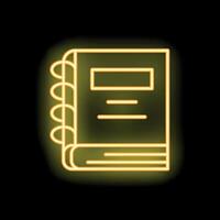 Glowing neon icon of a spiral notebook for note taking vector