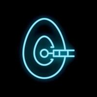 Neon icon of artificial insemination procedure with syringe injecting egg vector