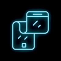 Neon icon of mobile phone transforming into another mobile phone vector