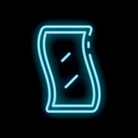 Blue neon sign depicting a wavy smartphone on a black background vector