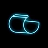 Glowing neon icon of sliced cheese wheel on black background vector